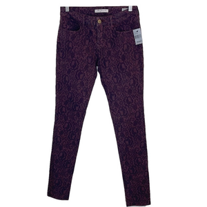 Mavi Jeans Mid-Rise Skinny Alexa Purple Floral Lace Print Denim Size 4 / 27